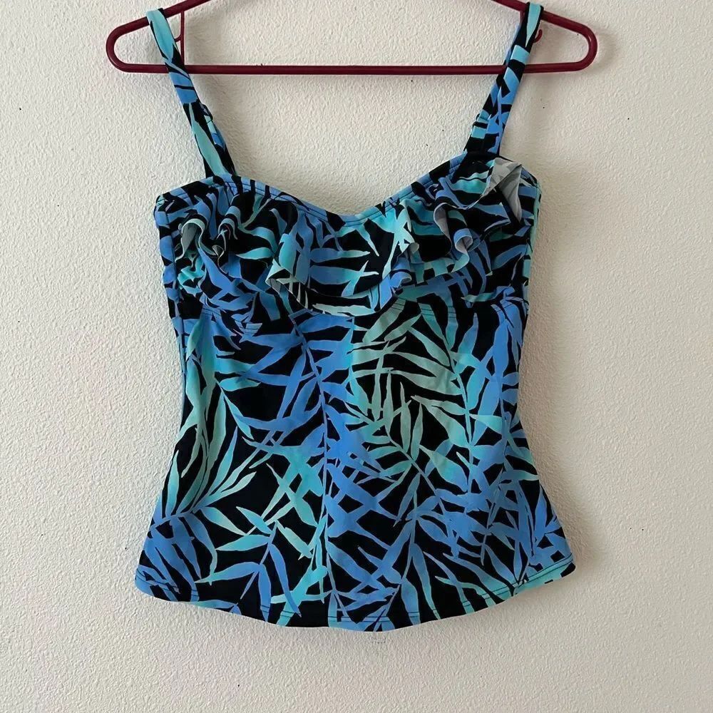 Island Escape Womens Tahiti Bandini Swim Top, Blue, Small